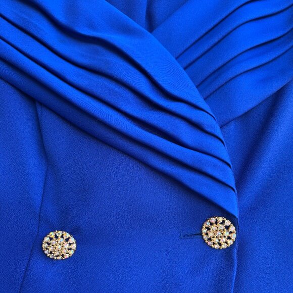 Vintage Alex Evenings Royal Blue Formal Off-the-Shoulder Suit  PETITE - Picture 2 of 5